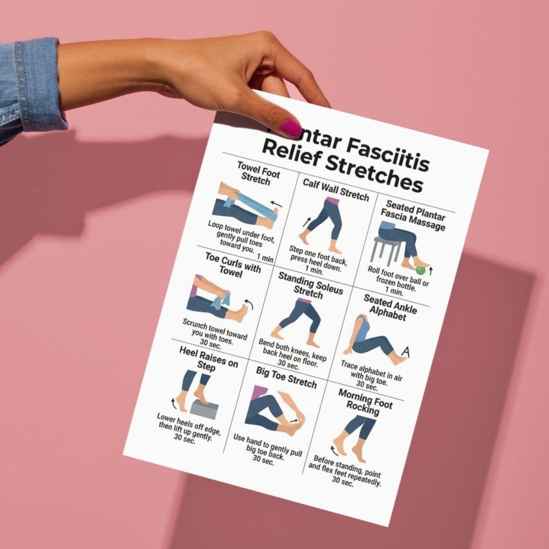 Plantar Fasciitis Relief Stretches PDF, Foot & Heel Pain Exercise Chart ...