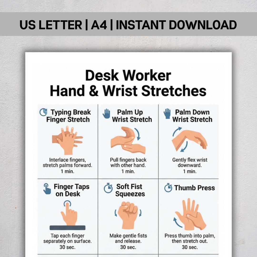 Desk Worker Hand & Wrist Stretches, Wrist Mobility Exercises PDF ...