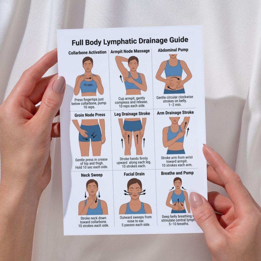 Lymphatic Morning Routine Full Body Lymphatic Drainage Guide PDF, Lymphatic Massage Chart ...