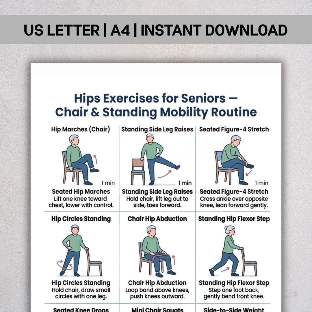 Hip Basicplus Chart.pdf Hip Exercises Printable PDF, Hip Mobility Workout Chart, Flexibility ...