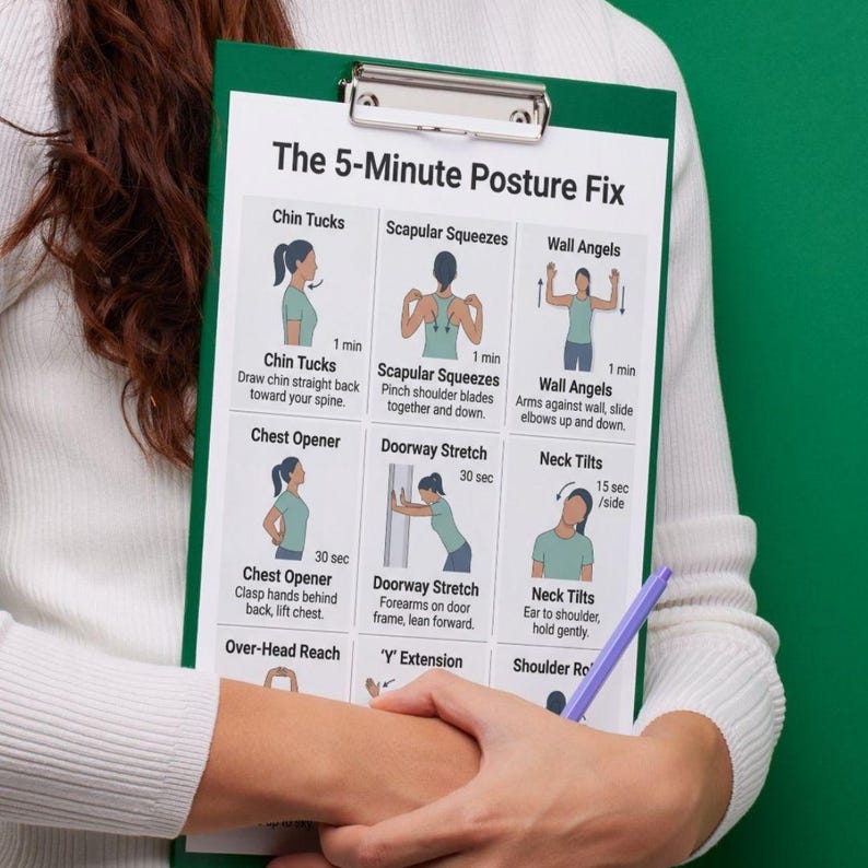 Posture Support Instructions.pdf 5 Minute Posture Fix PDF, Desk Stretch Routine Chart, Posture ...