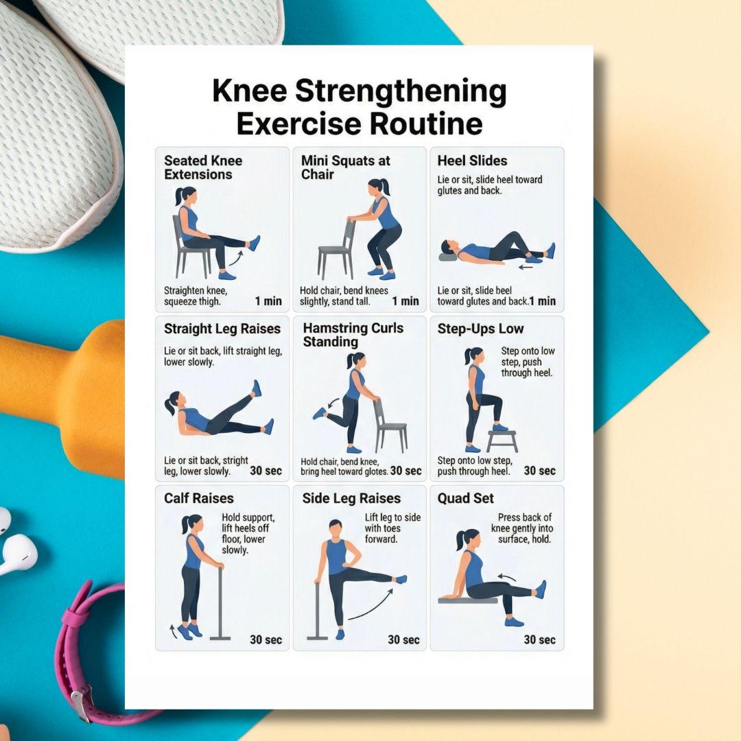 Knee Rehab Program.pdf Knee Strengthening Exercises, Physical Therapy Printable PDF, Knee Pain ...
