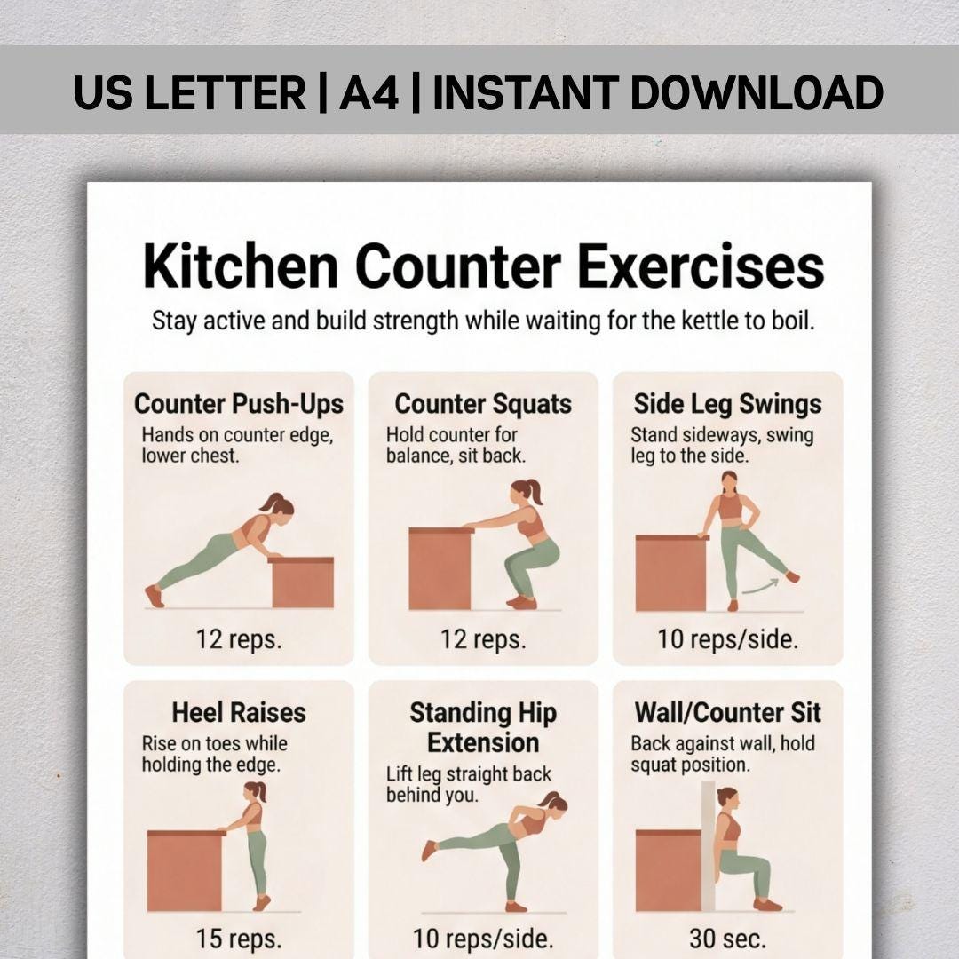 Kitchen Counter Workout for Seniors, Easy Standing Exercises PDF ...