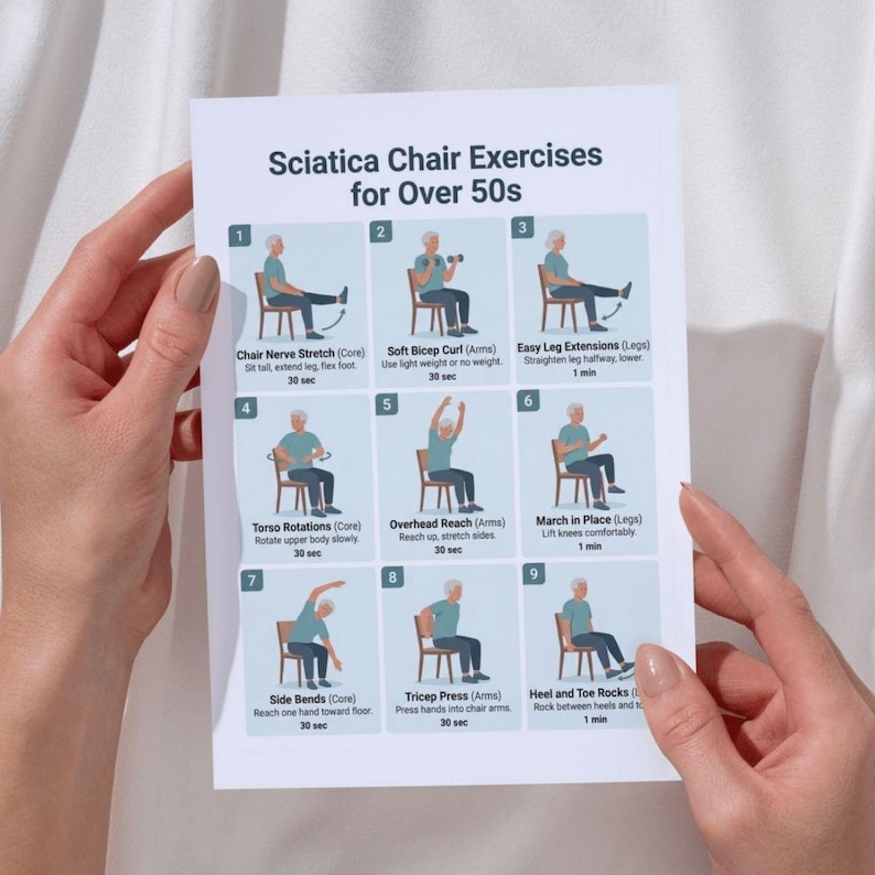 Sciatica Chair Exercises for Over 50s PDF, Sciatic Nerve Pain Relief ...