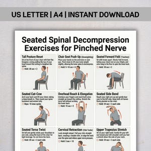 Zittende spinale decompressie-oefeningen voor beknelde zenuw pdf, verlichting van de hernia, stoelhouding strekt zich uit, ischias, directe download