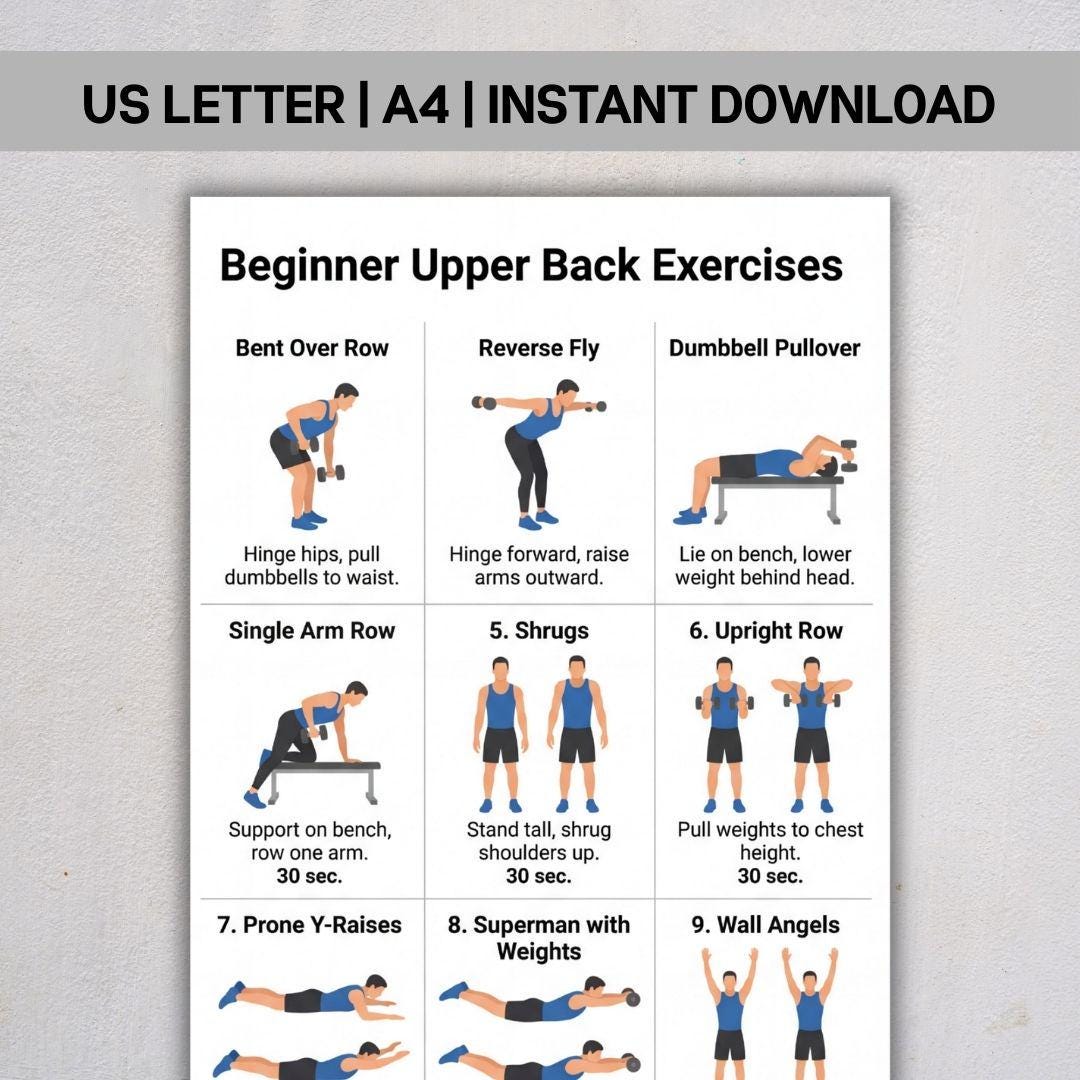 Upper Back Rotation Exercise Beginner Upper Back Exercises PDF, Dumbbell Back & Posture Workout ...