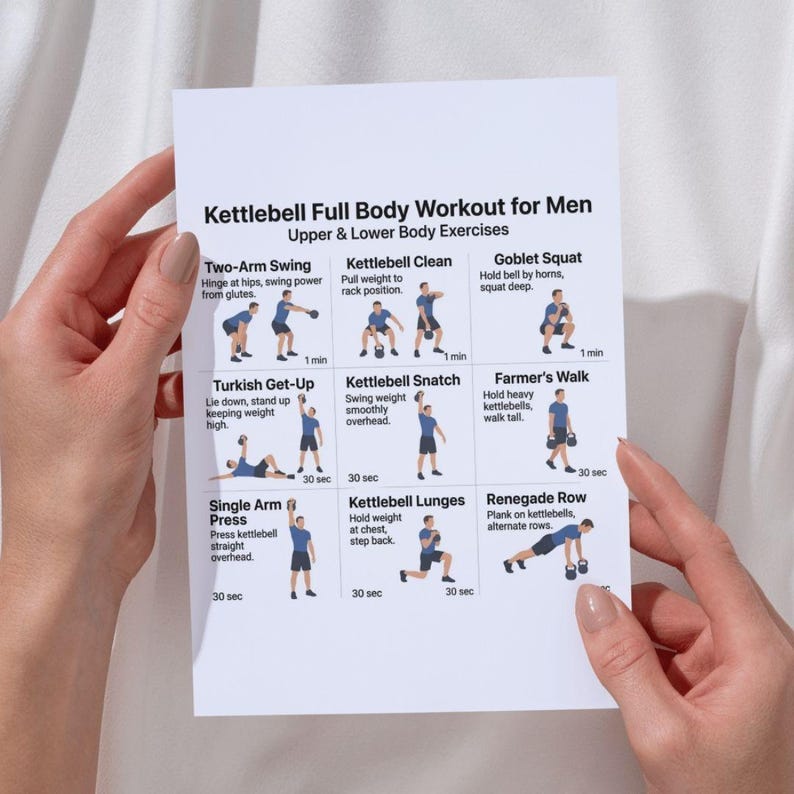 Kettlebell Full Body Workout for Men, Kettlebell Exercise Chart PDF