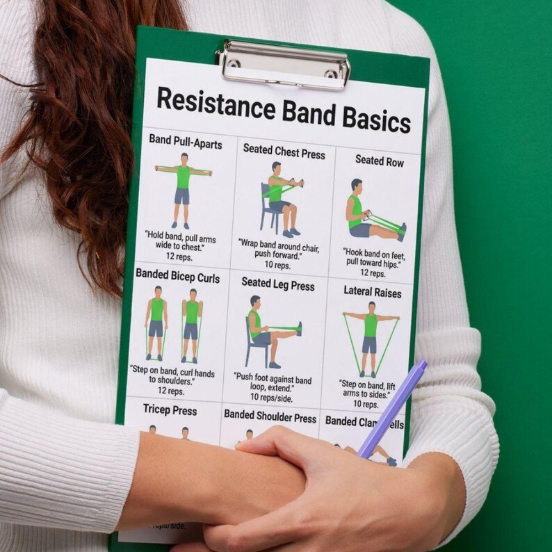 Resistance Band Exercises for Beginners, Full Body Workout Chart PDF ...