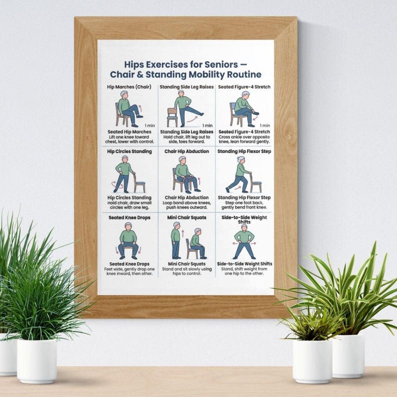 Hip Exercises Printable PDF, Hip Mobility Workout Chart, Flexibility ...