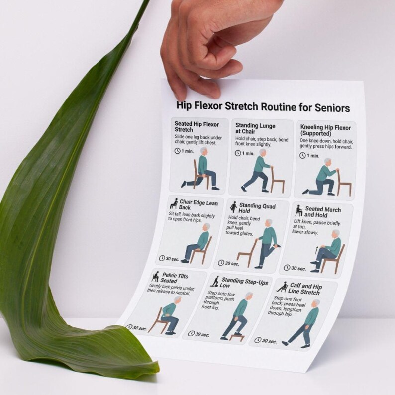 Hip Flexor Stretch Routine Printable PDF, Flexibility Exercise Chart ...