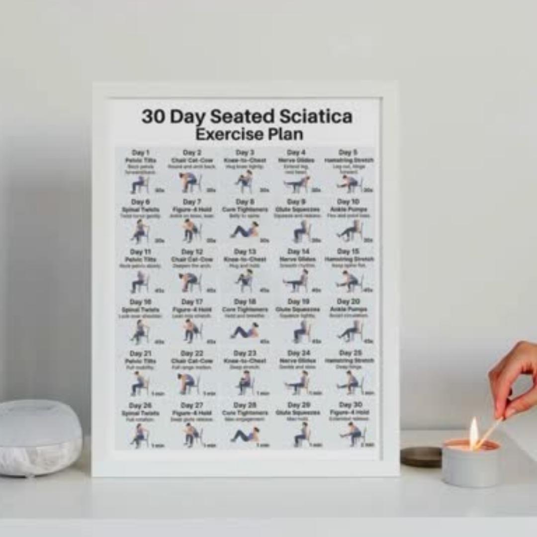 Post Scad Exercise Plan.pdf 30 Day Seated Sciatica Exercise Plan PDF, Sciatica Pain Relief, Chair ...