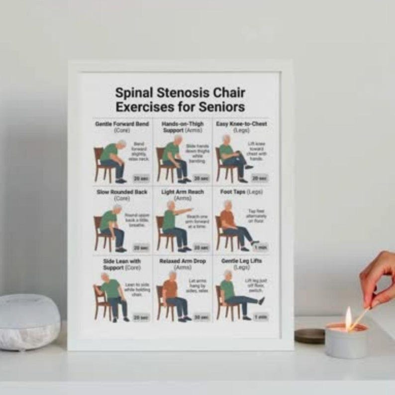 Spinal Stenosis Chair Exercises for Seniors PDF, Seated Stretching ...