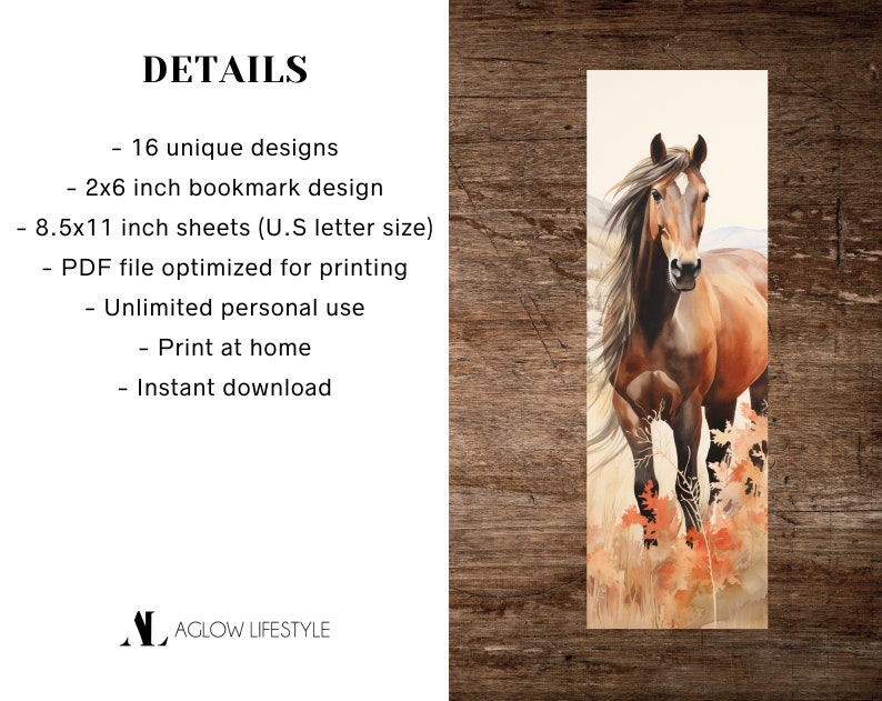 Watercolor Horses Printable Bookmark Set Digital Download - Etsy
