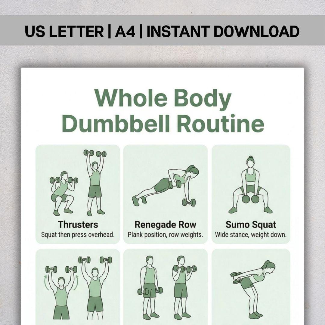 Whole Body Dumbbell Workout Routine, Full Body Dumbbell Exercise Chart ...
