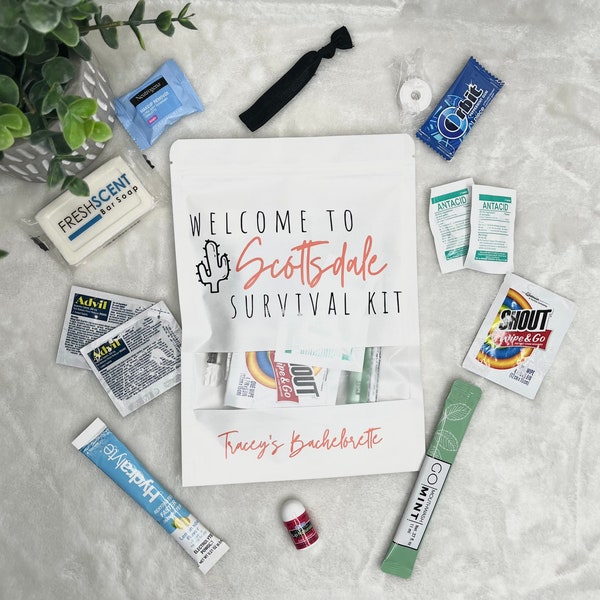 Fully Assembled Survival Kit / Hangover Kits  - Perfect for Bachelorette Parties, Weddings & 13 items included! Multiple Options