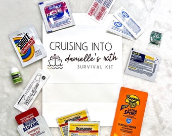 CRUISE READY!! Fully Assembled Survival Kit / Hangover Kits - Perfect for Parties, Weddings, Birthdays & 13 items included! Multiple Options