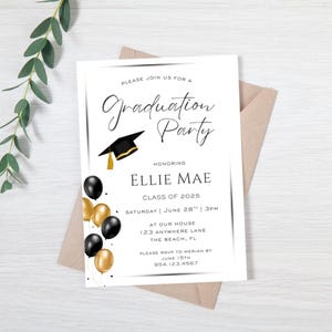 Elegant Graduation Party Invitation Template: Class of 2025 (Digital Download)