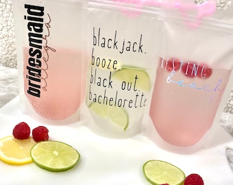 Drink Pouches / Adult Pouches Themed Quotes / Customizable / Bachelorette - FREE FOR BRIDE 5+ orders!