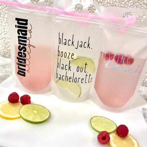 Drink Pouches / Adult Pouches Themed Quotes / Customizable / Bachelorette - FREE FOR BRIDE 5+ orders!