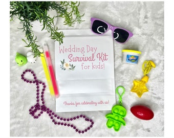 KIDS Fully Assembled Survival Kit /  Perfect for Keeping Kids Busy at Weddings & 13 items included! Multiple Options