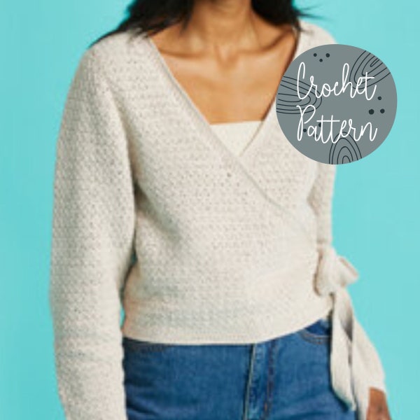 Wrap Front Cardigan Crochet Pattern, Cardigan Crochet Pattern, Surplice Cardigan Crochet Pattern, Crochet Cardigan, Easy Crochet Pattern