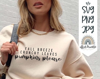Herbst SVG | zip Datei mit svg, jpg, png | Silhouette & Cricut Schnittdatei | Herbstbrise | Knusper Blätter | Kürbis Bitte svg | Herbst 2021