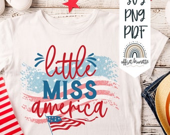 Little Miss America Sublimationsdruck | SVG PNG PDF | Vierter Juli | 4. Juli | Sternenbanner | Amerikanischer Stolz | Miss America Shirt