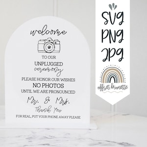Letrero de ceremonia de boda desenchufado Descarga digital instantánea / Archivo de corte SVG de bricolaje para bodas / Imprimible para bodas / Letrero de ceremonia de acrílico / Bricolaje