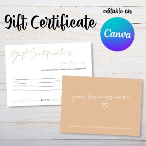 Nue Color Minimalist Gift Certificate Template, Editable Minimalist Gift Certificate, Gift Voucher Canva Template, Simple Gift Certificate