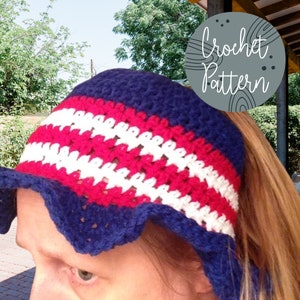 Messy Bun Bucket Hat Crochet Pattern | Boho Sun Hat Crochet Pattern | Easy Crochet Pattern | Crochet Pattern Instant Download