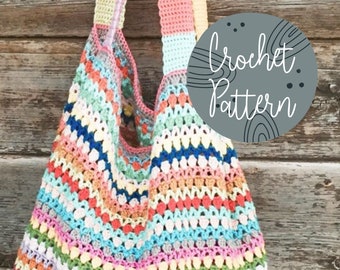 Bohemian Beach Bag Crochet Pattern | Boho Market Tote Crochet Pattern | Easy Crochet Pattern | Crochet Pattern Instant Download