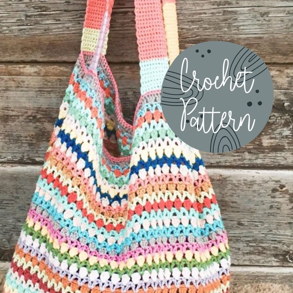 Bohemian Beach Bag Crochet Pattern | Boho Market Tote Crochet Pattern | Easy Crochet Pattern | Crochet Pattern Instant Download