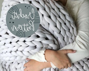Chunky Hand Knit Blanket Pattern Beginners | Tube Yarn Pattern | Easy Hand Knit Pattern | Knitting Pattern Instant Download | Chunky Blanket
