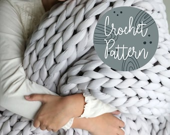 Chunky Hand Knit Blanket Pattern Beginners | Tube Yarn Pattern | Easy Hand Knit Pattern | Knitting Pattern Instant Download | Chunky Blanket