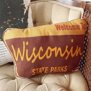 WI State Park Throw Pillow // Wisconsin State Park // Linen Throw Pillow // Hiker Gift // Wisconsin Pillow image 1