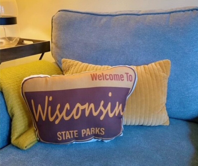 WI State Park Throw Pillow // Wisconsin State Park // Linen Throw Pillow // Hiker Gift // Wisconsin Pillow image 6