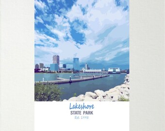 WI State Parks / Lakeshore State Park / Wisconsin Travel Poster / Wisconsin / Outdoors / State Parks