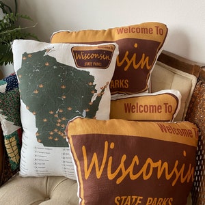 WI State Park Throw Pillow // Wisconsin State Park // Linen Throw Pillow // Hiker Gift // Wisconsin Pillow image 5