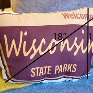 WI State Park Throw Pillow // Wisconsin State Park // Linen Throw Pillow // Hiker Gift // Wisconsin Pillow image 3