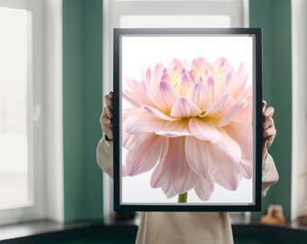 Dahlia Flower Print, Pink Flower Print, PRINTABLE ART, Pink Decor, Flower Wall Art, Botanical Art Print, Printable Dahlia Flower