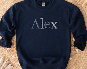 kids personalised embroidered  jumper | any name | personalised sweater | pastel sweater | boys top | oversized kids sweater | grey
