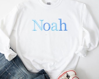 kids personalised embroidered  jumper | any name | personalised sweater | pastel sweater | boys top | oversized kids sweater | blue