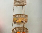 Seagrass Hanging fruit 3-tiers basket, Hanging woven baskets, Set of 3 hanging baskets, Fruit hanging baskets, Wall hanging baskets decor