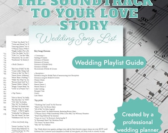 Planificateur musical de mariage et liste de chansons | Guide de playlist de mariage imprimable | Chansons pour la réception de mariage | Planificateur musical de cérémonie