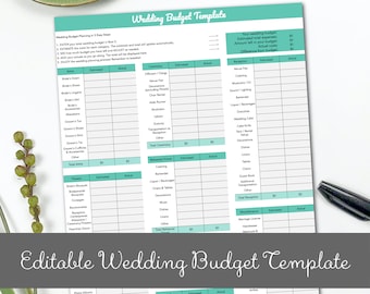Editable Wedding Budget Template, Easy Excel Template, Spreadsheet for Wedding Budget, Printable Wedding Template