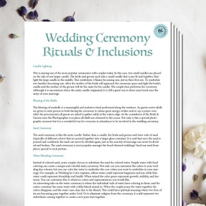 Wedding Ceremony Rituals and Inclusions Guide, Wedding Rituals, Printable Ritual Guide, Instant Download, wedding ceremony guide