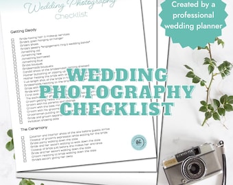 Liste de contrôle pour la photographie de mariage | Liste de photos de mariage à imprimer | Guide de planification pour la mariée et le photographe | Téléchargement PDF instantané