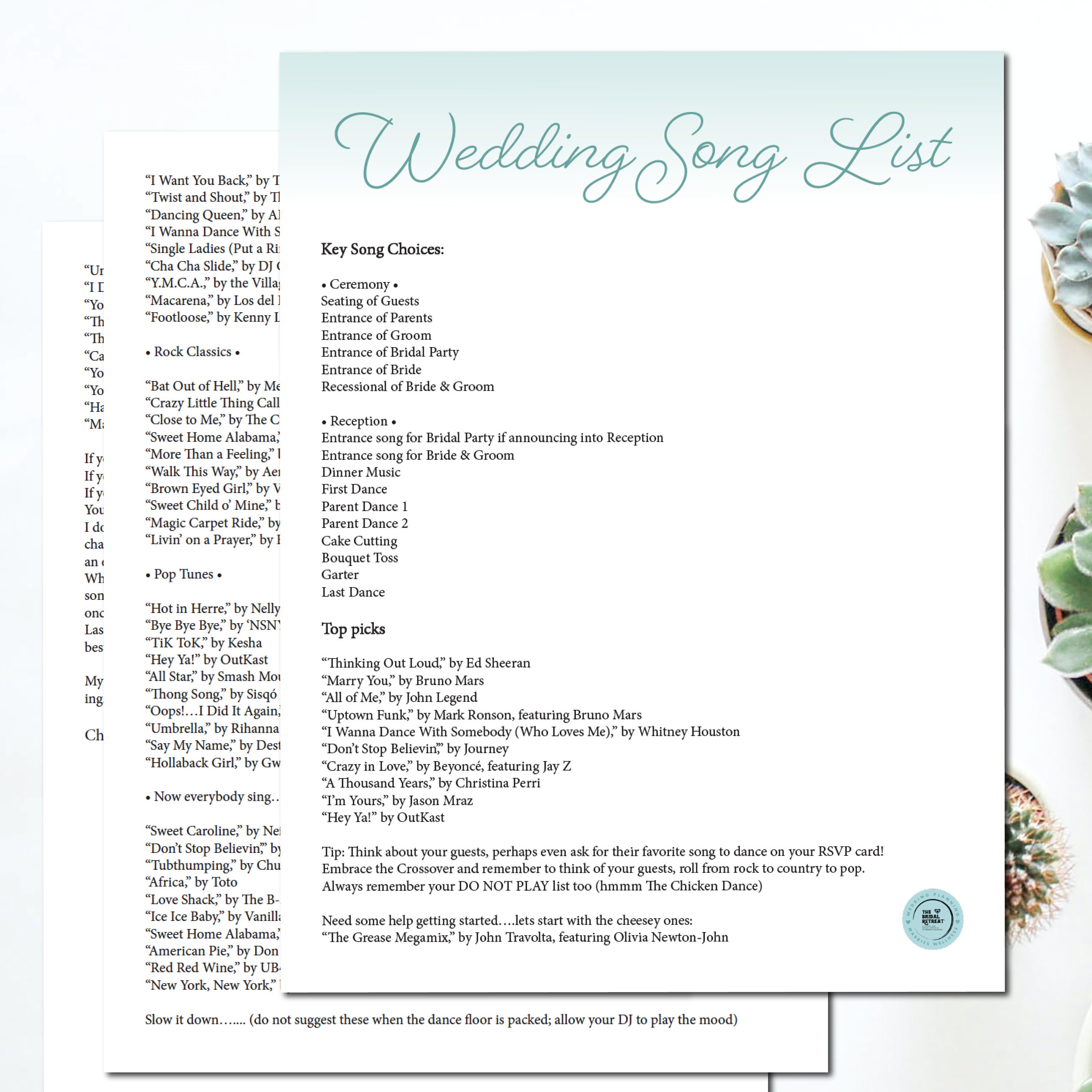 Printable Wedding Playlist Guide Wedding Song List Wedding Etsy UK