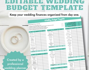 Plantilla editable para presupuesto de boda / Planificador de presupuesto de boda para Excel y Google Sheets / Plantilla de presupuesto de boda con cálculo automático