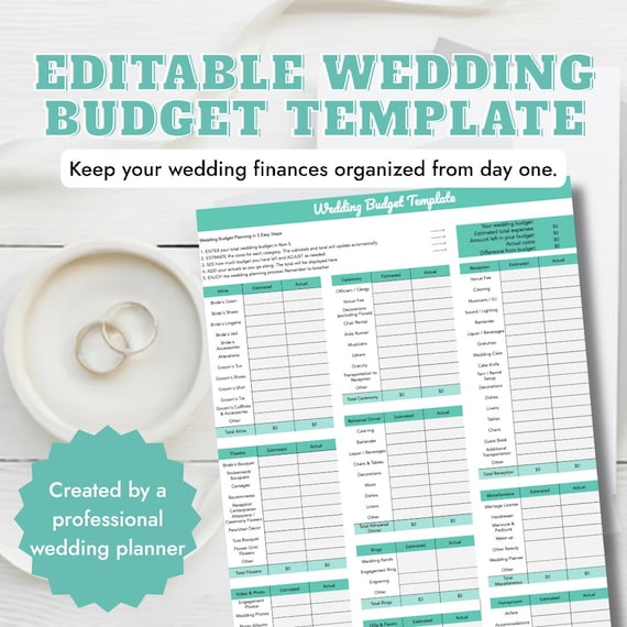 Editable Wedding Budget Template | Wedding Budget Planner & Expense Tracker | Printable Wedding Budget Spreadsheet | Instant Download